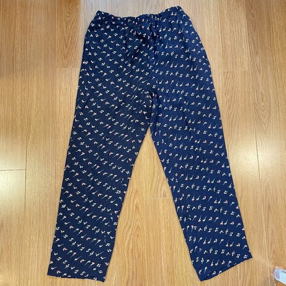 Vintage Floral Textured Cropped Trouser Pants Navy - Picture 6 of 10